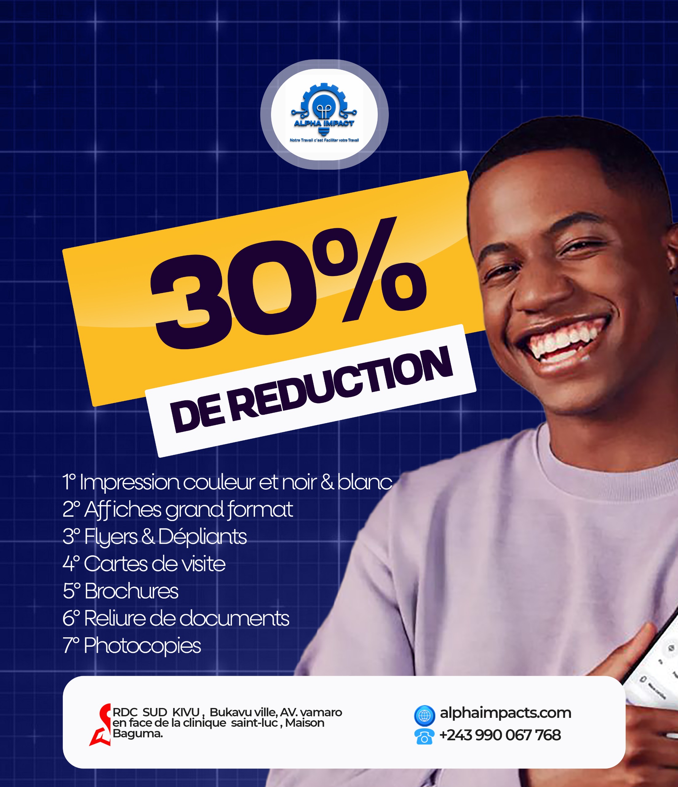 30% DE RÉDUCTION sur notre SERVICES D’IMPRESSION